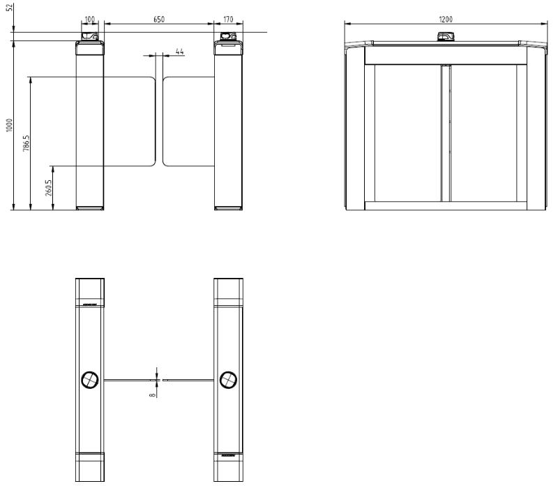 河北？等嗽蓖ǖ/智能一体化闸机/摆闸/2系列一体化闸机-单机芯左边道 DS-K6B221TM-R